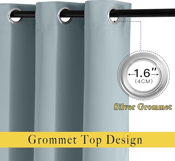 NICETOWN Living Room Curtains for Windows 84 inch Long - Stormy Sea Decorative Grommet Room Darkening Window Treatments for Bedroom/Porch, 2 Panels = 104" Wide