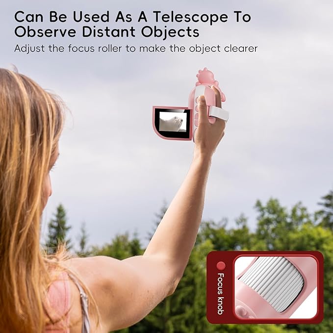 Kids 1000X Handheld Portable Microscope With 8 Adjustable LED Lights, 2-Inch LCD Screen Pocket Mini Telescope for Kids Toddlers - Education Christmas Birthday Gifts Toys