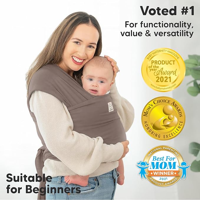 KeaBabies Baby Wrap Carrier - All in 1 Original Baby Carrier Newborn to Toddler Sling, Easy to Wear, Hands Free Bonding, Lightweight, Breathable Infant Wraps (Copper Gray)