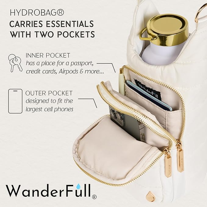 WanderFull® Original HydroBag® Collection, Water Bottle Holder w/Strap & Phone Pocket, Hands-Free Crossbody Water Bottle Bag