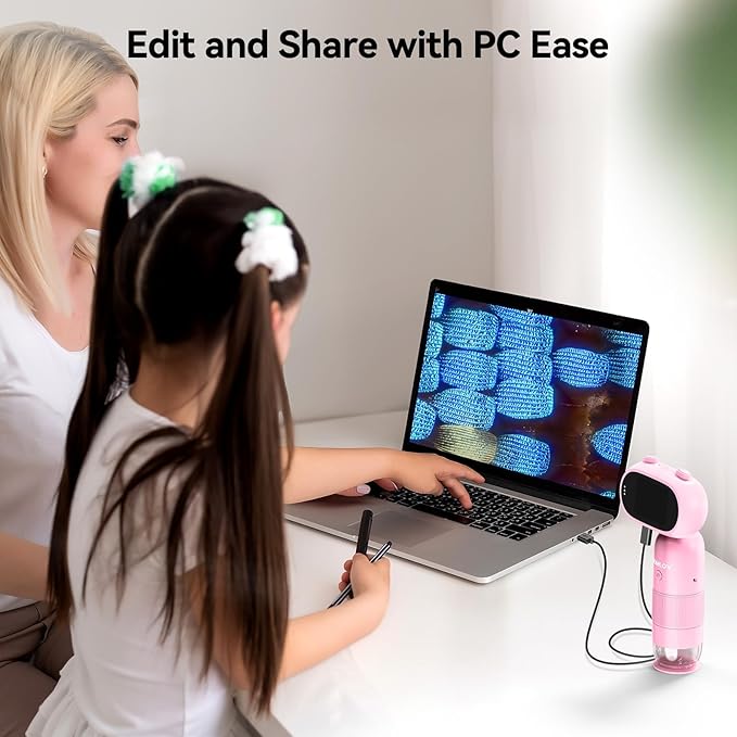 TOMLOV P30 Microscope for Kids, Portable 1000X 2'' LCD Digital Microscope for Slides, HD Camera & Video, Pocket Magnifying Glass with Light, Handheld Magnifier for Home Science Education, Mini Scope