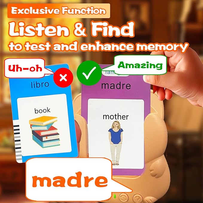 Talking Flash Cards for Kids - Italian Bilingual English Flashcard for Toddlers 3-12, Test Mode, 510 Sight Words, Audible Pocket Speech, Sensory Toys for Autism, Boys Girls Gifts (Italian)