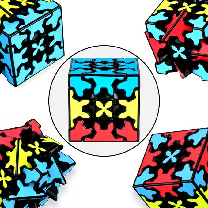 Gear Cube 3x3 with Three-Dimensional Gear Structure Magic Cube 3x3x3 Puzzles Toys (60mm) Brain Teaser Puzzle Game Toy for Children and Adults (Style A)