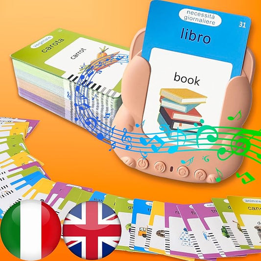 Talking Flash Cards for Kids - Italian Bilingual English Flashcard for Toddlers 3-12, Test Mode, 510 Sight Words, Audible Pocket Speech, Sensory Toys for Autism, Boys Girls Gifts (Italian)