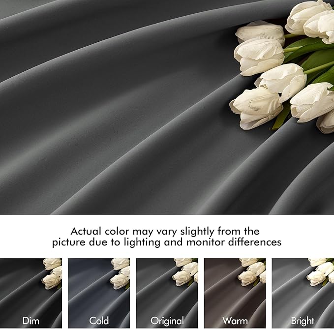 MIULEE Back Tab Grey Blackout Curtains 120 Inch Long 2 Panels Set for Living Room Bedroom Privacy, Rod Pocket/Pinch Pleated Extra Long Thermal Insulated Room Darkening Light Blocking Curtains/Drapes