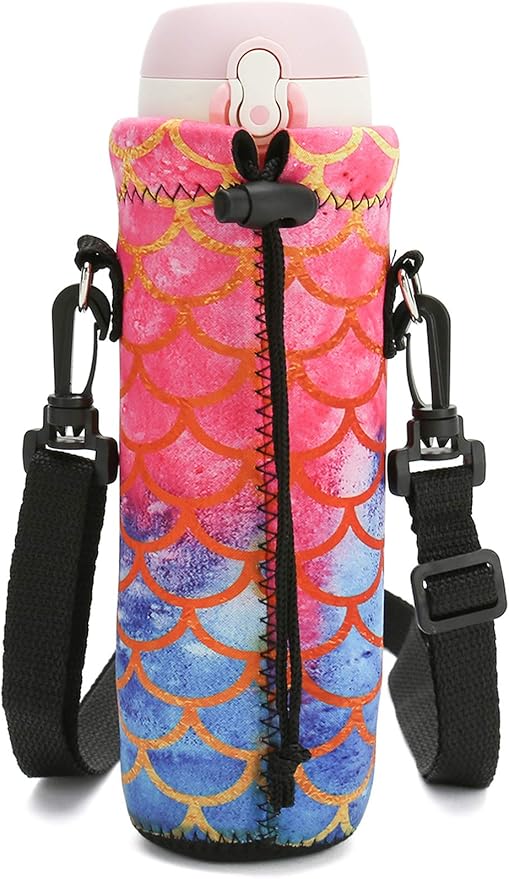 RICHEN Neoprene Water Bottle Carrier Bag with Adjustable Shoulder Strap,Insulated Water Bottle Cover for Stainless Steel/Glass/Plastic Bottles