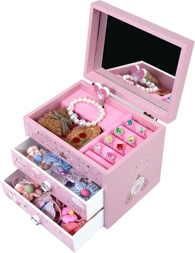 Music Jewelry Box for girls Pink Princess Castle girls jewelry box Little girl birthday christmas Gift kids jewelry box Organizer