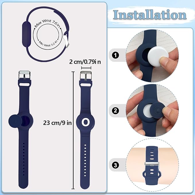 Waterproof Bracelet for AirTag Kids, Personalized Initial Letter Hidden Holder Compatible with Air Tag, Silicone Case for Airtag Adjustable Anti-Lost GPS Tracker for Toddler Child Elder, O