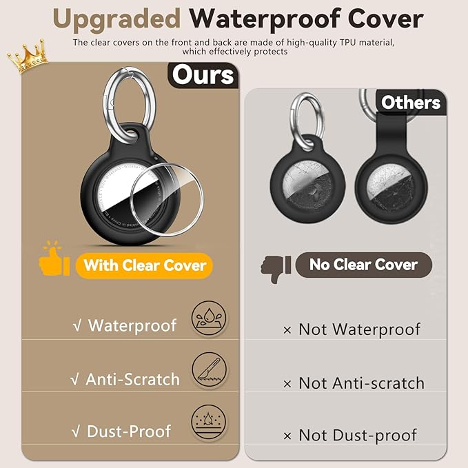 Upgrade Waterproof 4 Pack Airtags Holder with Apple Airtags Keychain, Hard PC Air Tag Case, Anti-Scratch & Shock Air tag Holder, Men's Women's Keyrings & Keychains -Black+Wine Red+White+Pink