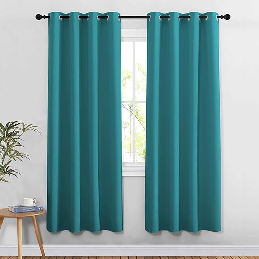 NICETOWN Blackout 78 inch Curtains for Doorway 2 Panels Set, Grommet Thermal Window Treatments Room Darkening Door Curtains for Bedroom/Home Family, Peacock Teal, W52 x L78