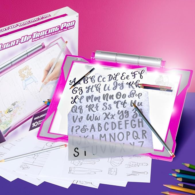 Crayola Light Up Tracing Pad - Pink, Writing & Drawing Art Kit for Kids, Kids Toys & Games, Tracing Light Box, Sketching Gifts for Girls & Boys, 6+ [Amazon Exclusive]