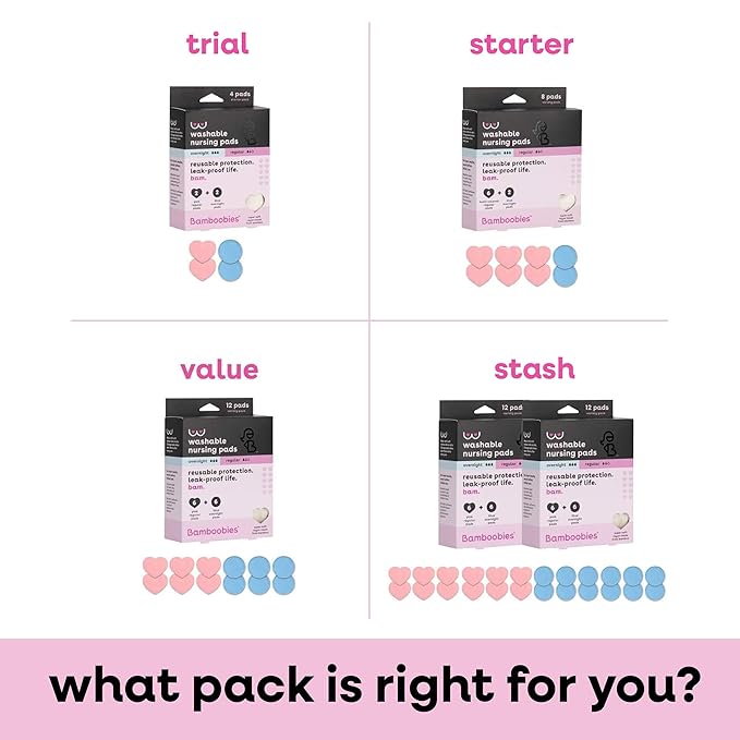 Bamboobies Nursing Pads, Ultra-Soft Velour, Reusable, Washable & Leak-Proof, 6 Ultra-Thin and 2 Overnight Pads for Breastfeeding