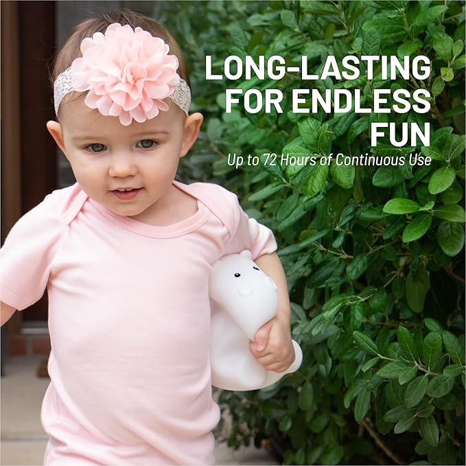 Lumipets Remote Control Silicone Night Light for Kids - Hippo Design with 9 Soft Colors & Sleep Timer - Rechargeable, Battery-Operated Lamp for Bedroom | Baby Nursery, Toddler, Girls, Boys