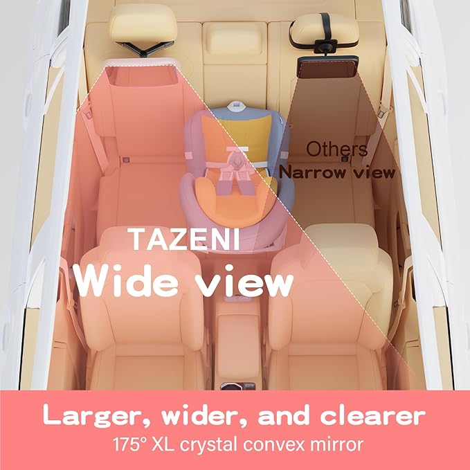 Car Mirror for Baby - Hook Clip Design, Never Shake Car Seat Mirror, Rear Facing, Easy Install, Back Seat Crystal Clear View, ShatterProof Tested - Pink