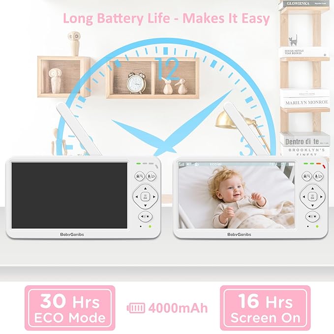6" Big Screen Baby Monitor with Camera and Audio, 1000ft Long Range No WiFi, 2-Way Talk, 8 Lullabies, ECO Mode, Infrared Night Vision, 150 Languages, Baby Shower,Baby Register Gift