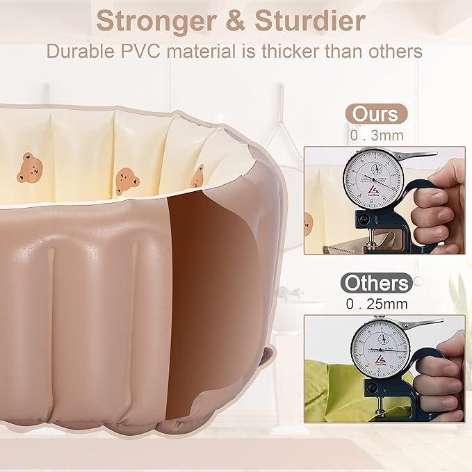 MINK Inflatable Bathtub for Toddlers - Portable Baby Tub with Built-in Air Pump - Collapsible Design for Easy Storage - Perfect for Newborns to Infants