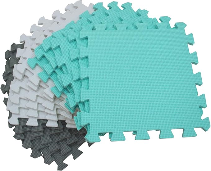 MQIAOHAM® 18 Pieces Puzzle Play Mats, Soft Baby Play Mat, Kids Interlocking Foam Floor Tiles, Toddlers Carpet Playmats G301018-101108112