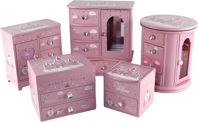 Pink Princess Castle Jewelry Box for Girls & Kids - Organizer Gift