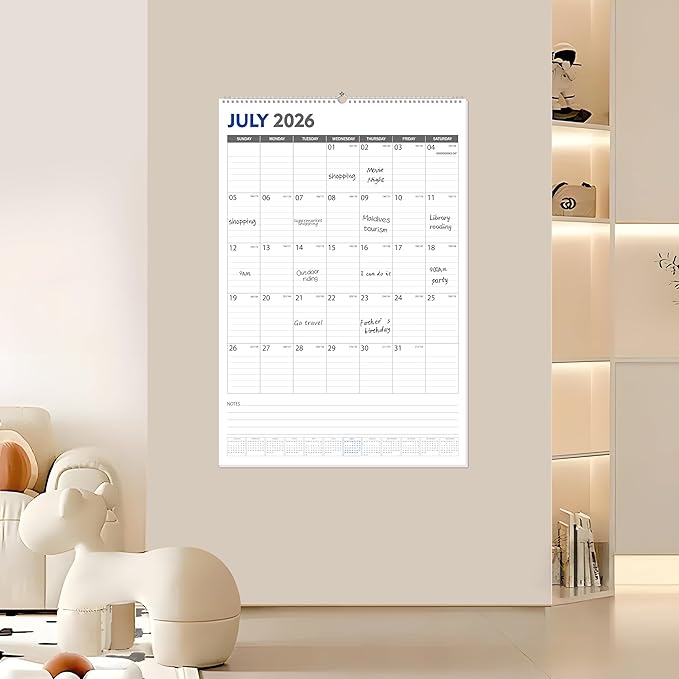 GuassLee Extra Large Wall Calendar 2025-26, 20"x 30" Gaint Vertical Wall Calendar 2026, Sep. 2025 to Mar. 2027, 19-Month Hanging Paper Planner Wall with Julian Date for Office Home
