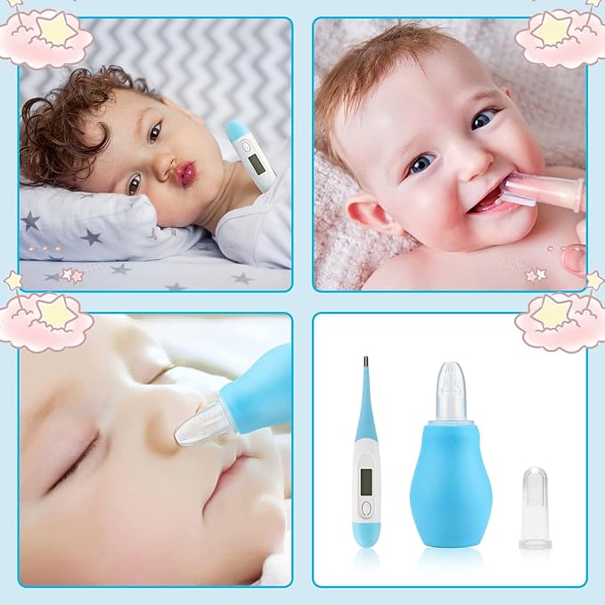 Baby Grooming Kit, Infant Safety Care Set with Hair Brush Comb Nail Clipper Nasal Aspirator,Baby Essentials Kit for Newborn Girls Boys (Blue-20 in 1)