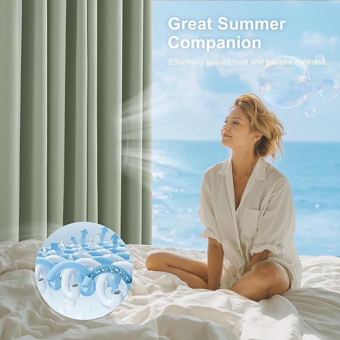 NICETOWN Bedroom Curtains 84 Inches Length, 100% Blackout Drapes Thermal Insulated with Grommet for Living Room Office Privacy Darkening Curtain, 2 Panels, 42 x 84 Inch, Sage Green