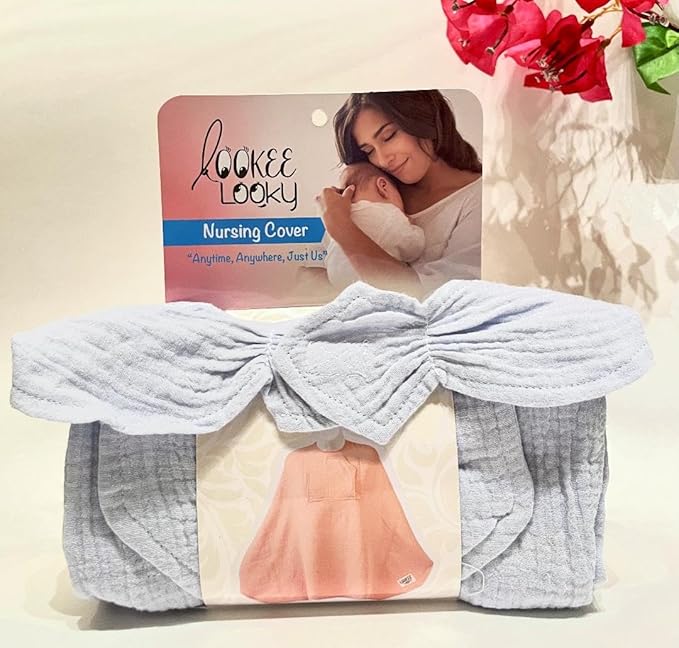 Muslin Nursing Cover for Baby Breastfeeding –with Peekaboo Window -100% Breathable Cotton Privacy Nursing Shawl - Multiuse Apron for Moms