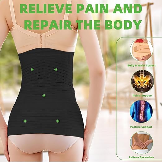 2 in 1 Postpartum Belly Band Wrap Black, C-Section Support Belt Large, Post Partum Support Recovery Waist/Pelvis Belt, Hysterectomy Belly Band Binder Girdle Stomach