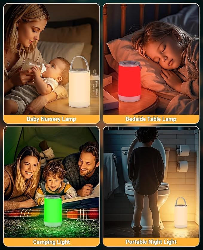 Night Light for Kids, Portable USB Night Lamp with 2200 mAh Battery, Bright Color Changing Light for Nightstand, Small Touch Bedroom Table Lamp for Girls, Boys, Toddler