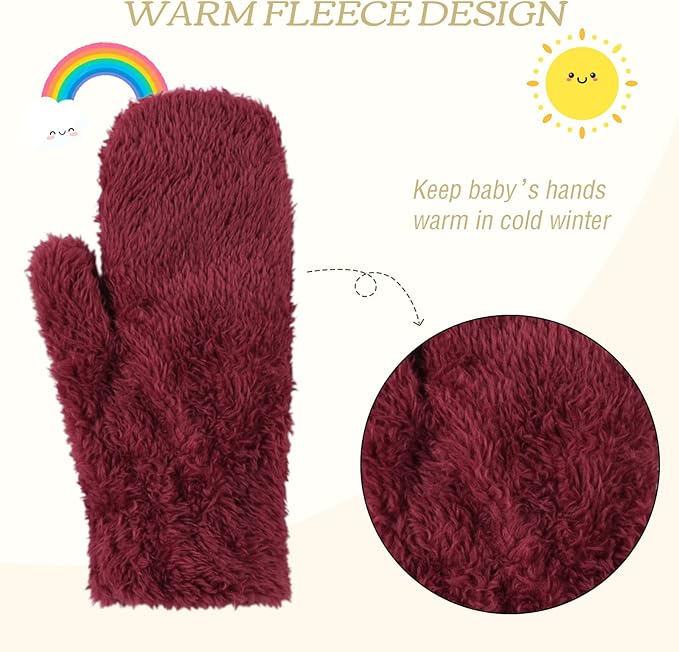 PESAAT Baby Girl Mittens Fleece Toddler Boy Mittens Warm Kids Winter Gloves Unisex Cold Weather Baby Gloves