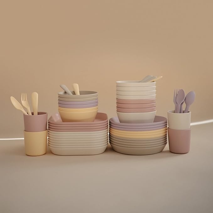 mushie Flatware Fork and Spoon Set For Kids | Made in Denmark (Daffodil)