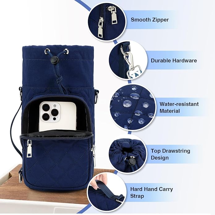 Water Bottle Carrier Bag with Strap, Water Bottle Holder Crossbody Bags for Women Men for Walking, Hiking,Cycling