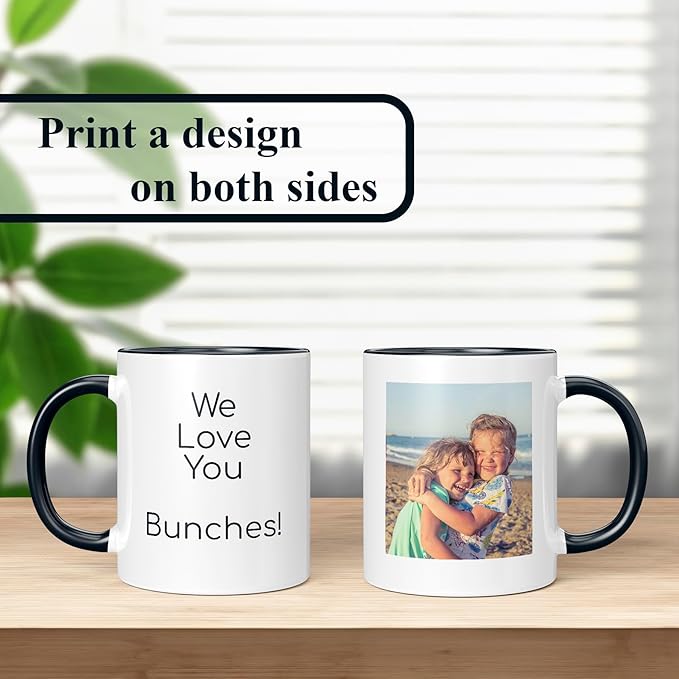 Personalized Coffee Mug, Custom Photo Text 11 Oz Ceramic Mug, Customized Picture Name Tea Cup, Unique Gift Idea, Taza Cafe Personalizadas Fotos, Cute Custom Gifts Mom Women Men, Father's Day, Black
