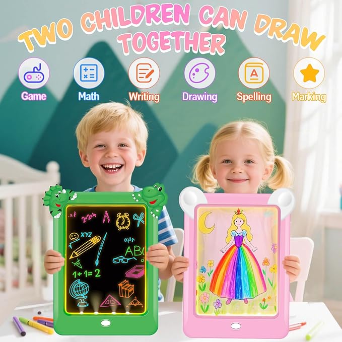 2 Pack Magic Led Drawing Boards for Kids: Light Up Tracing Pad, 8 Light Modes, Drawing Pads for Kids Ages 4-8 with Tracing Cards Markers, Arts Crafts Learning Toy Ideal Gift Toy for Boys Girls