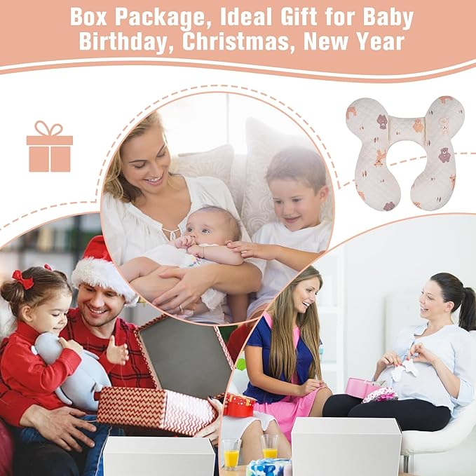 vocheer Baby Neck Pillow(Upgraded), Cotton, Baby Support Pillow, Car Seat Pillows for Newborn, Carseat Head and Body Support, Infant Travel Pillows for Prams, Pushchair, Stroller, Bouncer, Deer