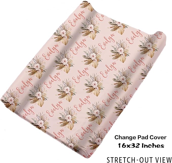 Personalized Nursery Crib Bedding Set: Custom Name 5 Piece Baby Crib Sets with Bohemian Flowers - Toddler Double Layer Blanket Set, Comfortable Crib Bed Sheets for Baby Gril