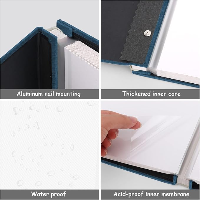 Zesthouse Photo Album Self Adhesive Pages, 60 Pages Magnetic Scrapbook Albums with Sticky Page,Photos Album Holds 8x10 & 5X7 & 4x6 & 6x8 & 3x5, Large Picture Book Ideal for Family,Wedding,Baby