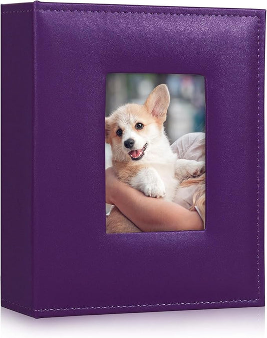 RECUTMS Photo Albums With 4x6 200 Photos Pocket Album Cover Slide In Photo Picture Small Photograph Album For Family Wedding Children Holiday Anniversary Album PU Leather photo albums（Purple）