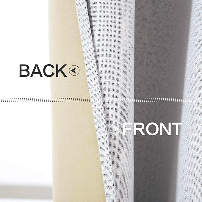 MIULEE Linen Texture Curtains for Bedroom Solid 100% Blackout Thermal Insulated Grayish White Curtains Grommet Room Darkening Curtains/Drapes for Living Room Nursery 52x63 Inch (2 Panels)