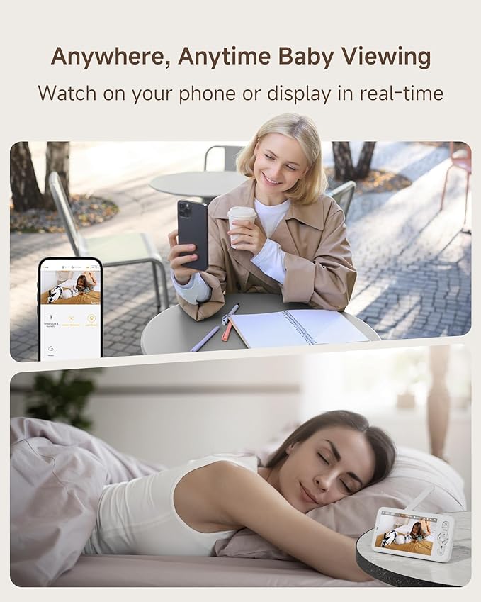 ARENTI WiFi Baby Monitor, 5-inch Wireless Display, 1080p PTZ Camera, Free Smartphone App, Encrypted Connection, Lullaby, Super Night Vision, Auto Tracking, Temp Sensor, Support Local Storage(B2 Kit)