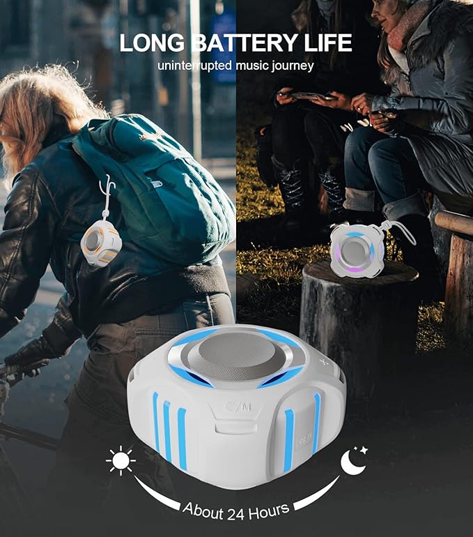 comiso Shower Bluetooth Speaker, IPX7 Waterproof Speaker with Multiple Light, Floating, Wireless Speakers with Punchy Bass and Loud HD Sound 2000mAh for Travel Beach Shower, Gift for Men, Women