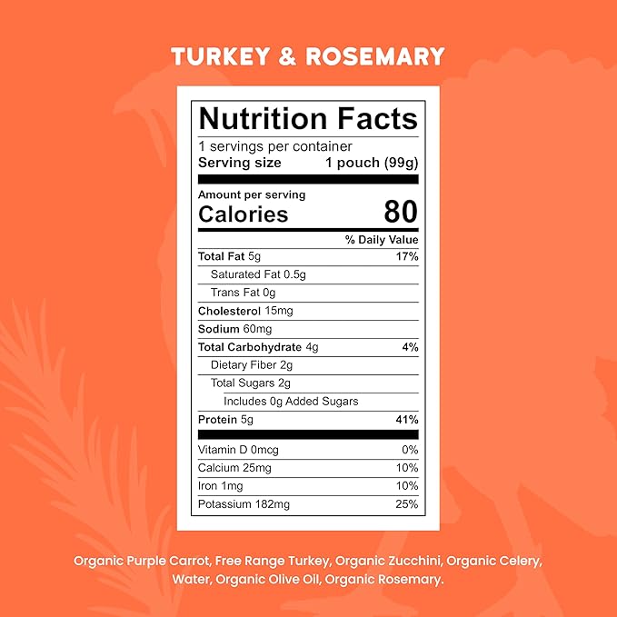 Serenity Kids 6+ Months Baby Food Pouches Puree - Free Range Turkey & Organic Rosemary Blend With Purple Carrot & Zucchini - No Added Sugar & BPA-Free Pouches - 3.5 Oz, 12 Pack