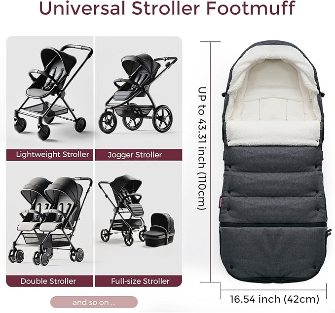 Momcozy Stroller Footmuff | Universal, Weather-Proof, Warm Stroller Bunting Bag | Extendable Winter Cover | Adjustable Buckle
