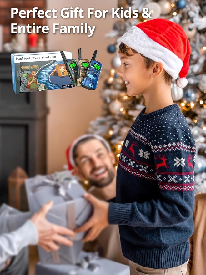 Walkie Talkies for Kids Rechargeable,Toys for Boys and Girls Ages 3-12, 2 Pack Long Range 2-Way Radios, Birthday Gifts,Christmas Stockings, Outdoor Play, Family Games, Hiking Camping Gear