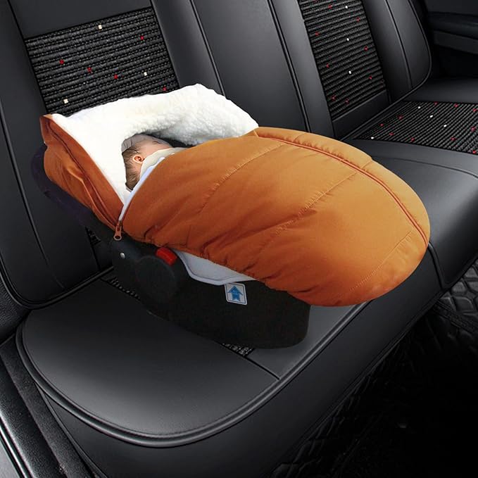Fairy Baby Winter Car Seat Cover for Babies Carseat– Waterproof, Warm Car Seat Cover Baby – Universal Winter Cover for Back Seat, Infant Car Seat Cover (Brown)