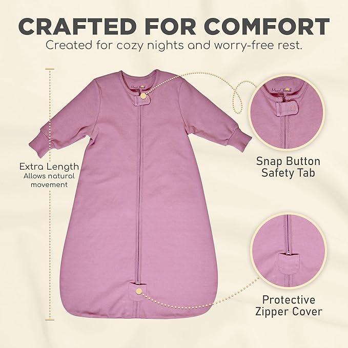 Mama Cheetah Baby Sleep Sack with Sleeves, 0.5 TOG Organic Cotton Wearable Blanket and Two-Way Zipper, Swaddle Transition Long Sleeve Sleeping Bag for Newborn Infant Toddler, 24-48 Months