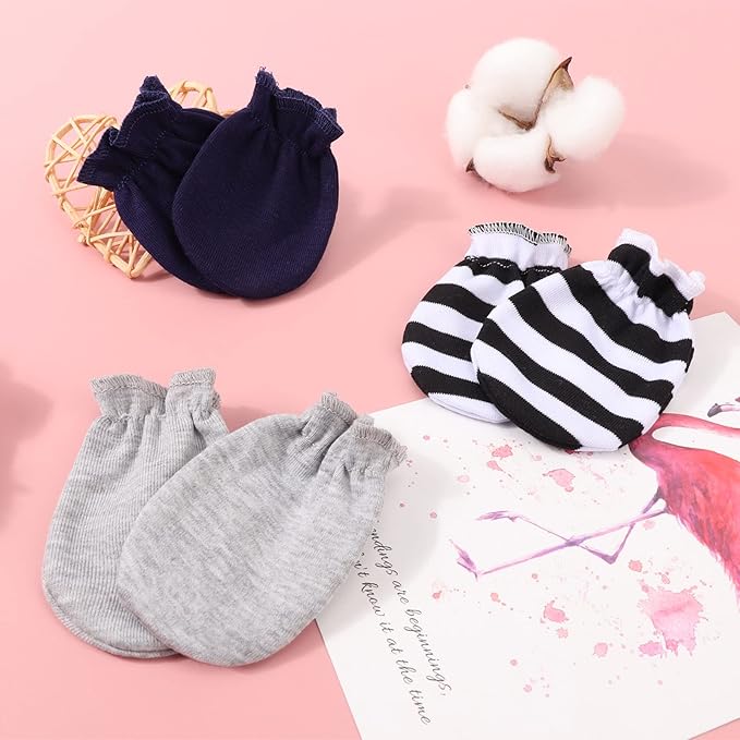 BQUBO Newborn Infant Toddler Mittens No Scratch Cotton Elastic Wrist Gloves Hypoallergenic for 0-6 Months Baby Boys Girls