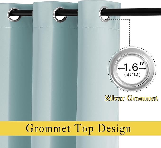 NICETOWN Room Darkening Curtains for Living Room 84 inches Long - Sky Blue Grommet Room Darkening Window Treatments Sound Reducing Drapes for Bedroom, 2 Panels, W52 x L84