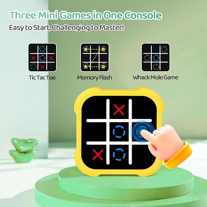 Electronic Tic Tac Toe Game - Electronic Puzzles Portable Handheld Games, 3-in-1 Tic Tac Toe Bolt Game Travel Tic Tac Toys for Educational Memory Growth, Infinite Tic-Tac-Toe Board Games for Ages 3+