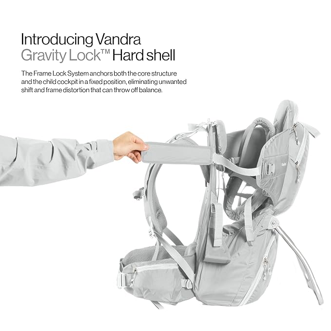 Vandra™ Glacier - Scandinavian Hiking Baby Carrier Backpack - Gravity Lock™ Hard-Shell Frame - Nest Child Carrier for Toddler & Kids - Dust Bag, Alu Tag & More Included