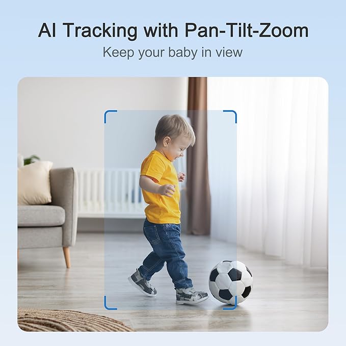 Simsky Smart Baby Monitor with 2×4MP Camera, 6X Optical Quality Zoom, 32GB Local Storage, AI Tracking, Intelligence Detection, Pan-Tilt-Zoom, Add-on Camera Monitor